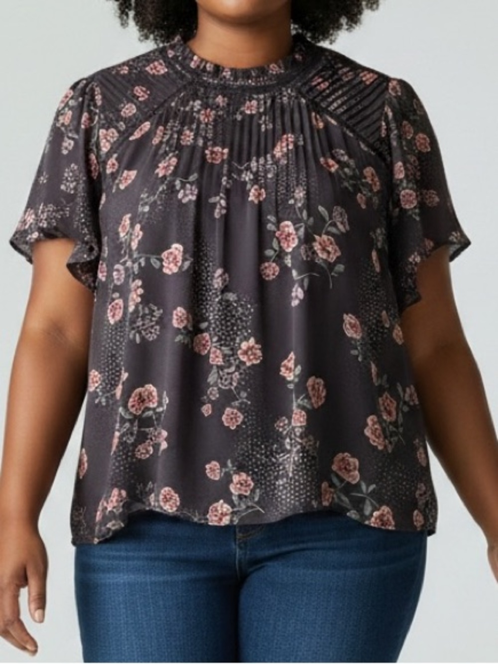 torrid Size 4 4X  Blouse with Pink Floral Print Shirt